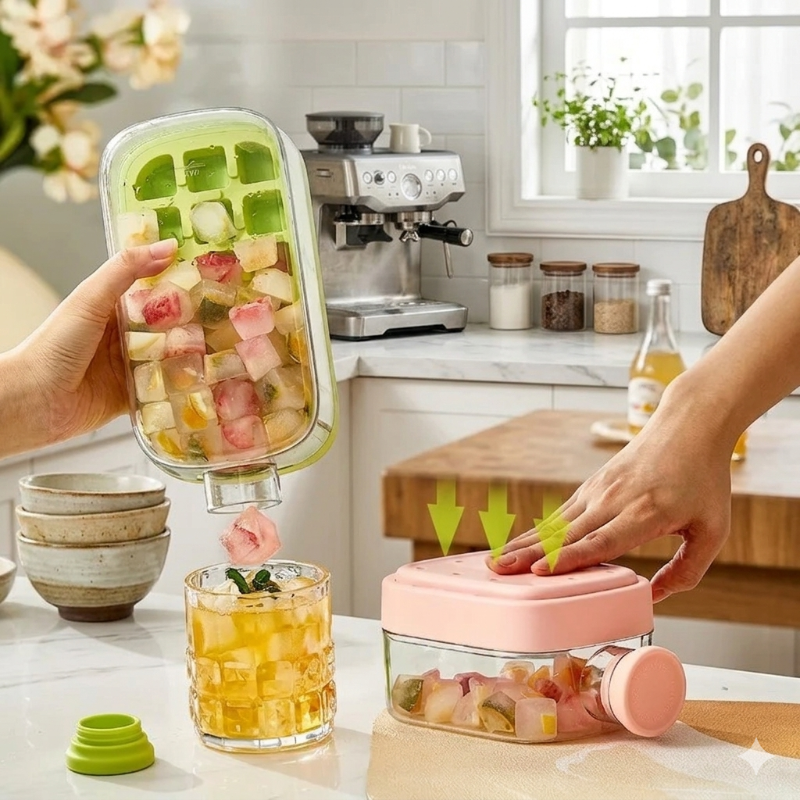 Small Ice Cube Water Bottle with Straw