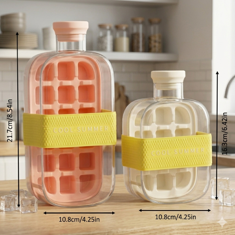 Small Ice Cube Water Bottle with Straw
