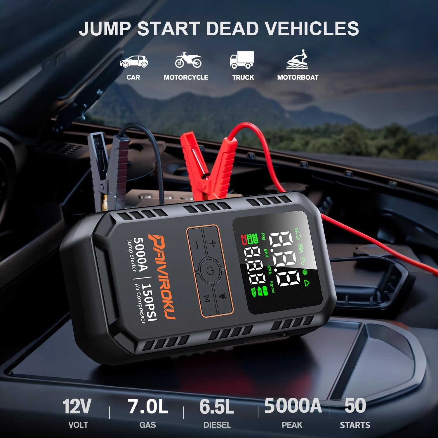Car Jump Starter with Air Compressor