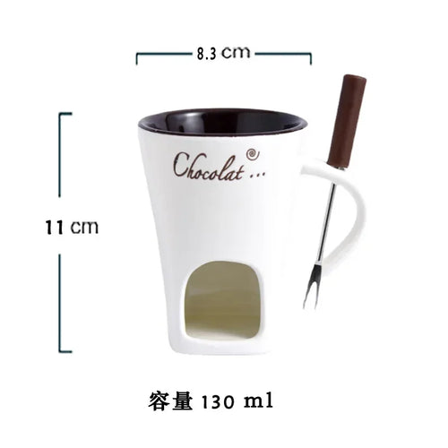 130ml Ceramic Chocolate Melting Cup with Fork